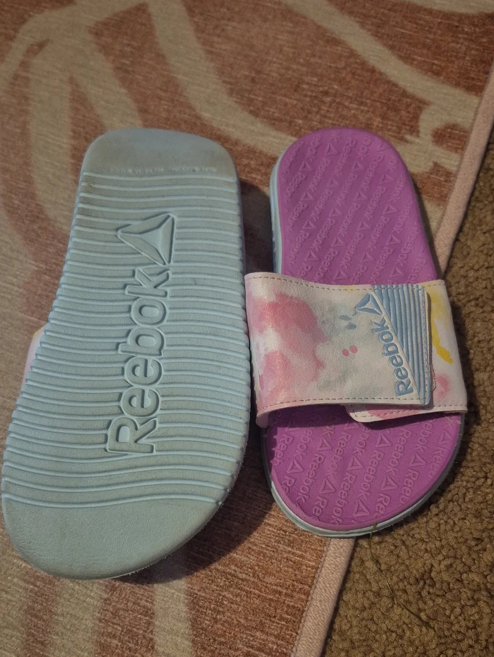 Reebok Kids' Purple Tie-Dye Slide Sandals